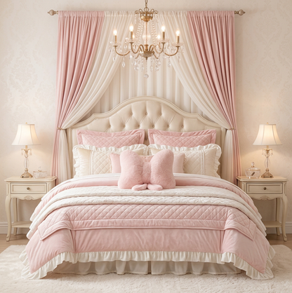 Pink Bow Throw Pillow – Faux Rabbit Fur Bow Cushion for Coquette Aesthetic Bedroom & Sofa Decor