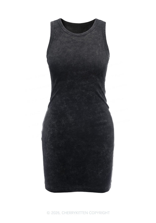 Plain Y2K Washed Tank Dress Cherrykitten