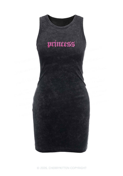 Rhinestone Princess Y2K Washed Tank Dress Cherrykitten