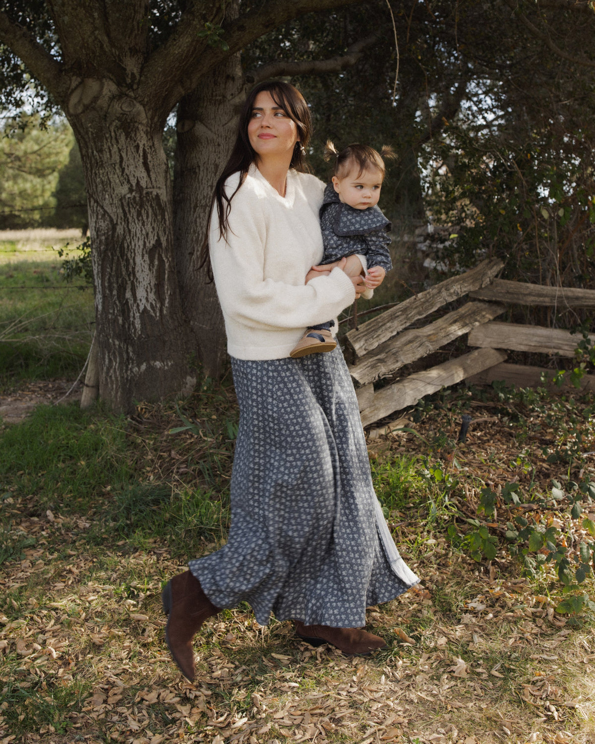 Button Slit Skirt- Heart Ditsy