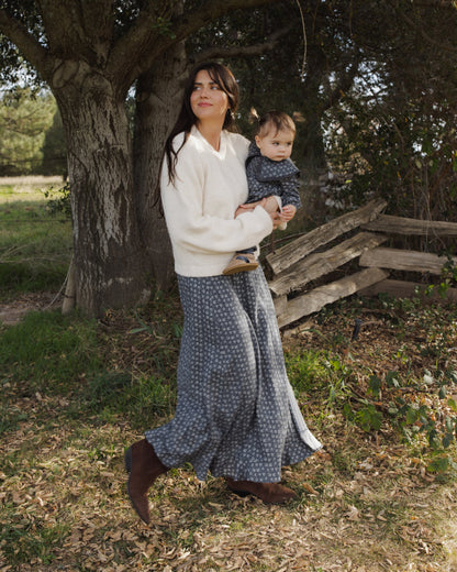 Button Slit Skirt- Heart Ditsy