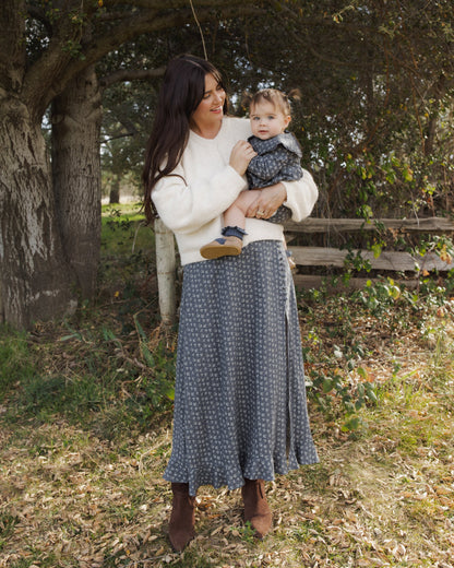 Button Slit Skirt- Heart Ditsy