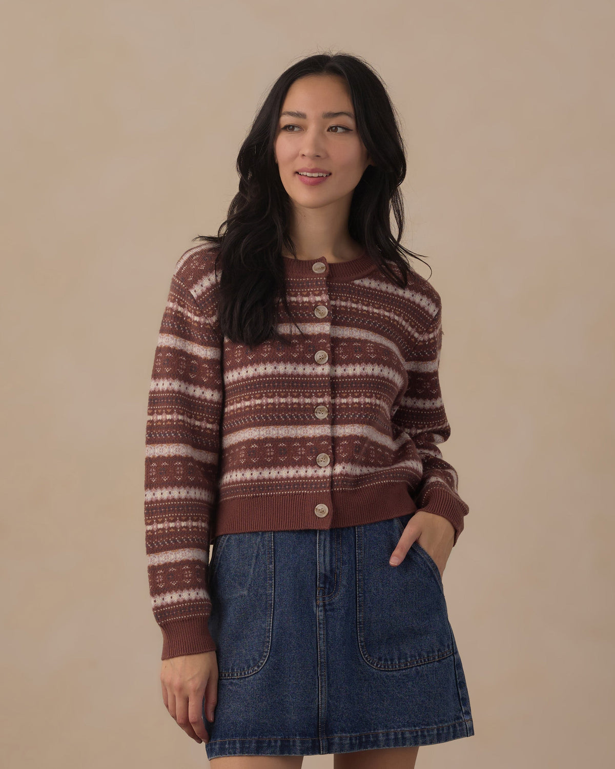 Cheyene Cardigan- Mulberry Multi-Stripe