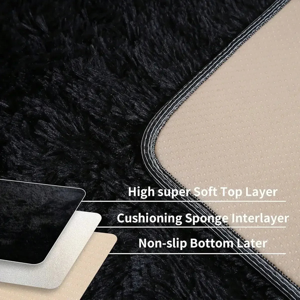 Fluffy Shag Area Rug - Abstract Tie-Dye Design with Non-Slip Backing for Cozy Comfort