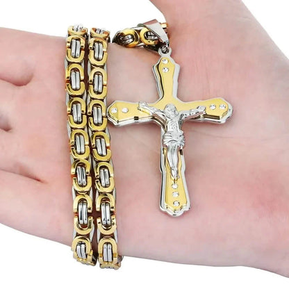 Men's Gold Cross Pendant Necklace