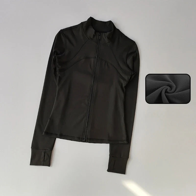Zippered Sports Jacket for Women Yoga Suits Slim Fit Training for Jogging Long-sleeved Quick-drying Cardigan Jacket Top