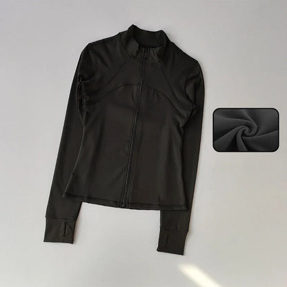 Zippered Sports Jacket for Women Yoga Suits Slim Fit Training for Jogging Long-sleeved Quick-drying Cardigan Jacket Top
