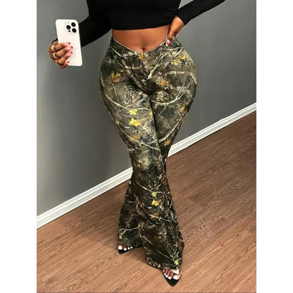 Plus Size Women's Summer Thin Casual Straight Pants High Waist Elastic Waist Printed Pants Bohemian Trousers