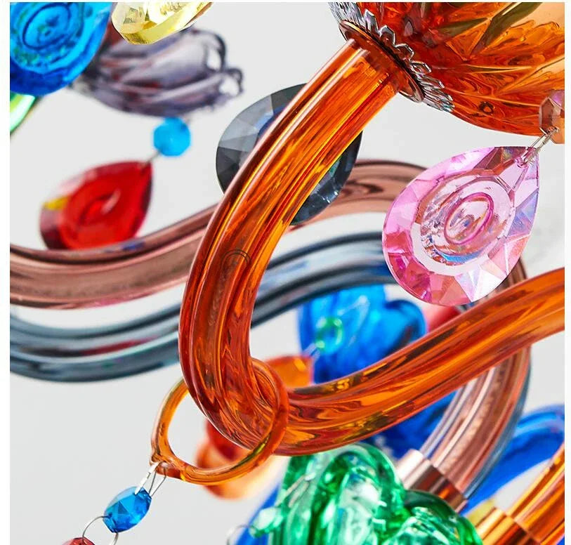 Colorful Pendant Lamp - Elegant 100% K9 Crystal, Bohemian Design with Vibrant Shades