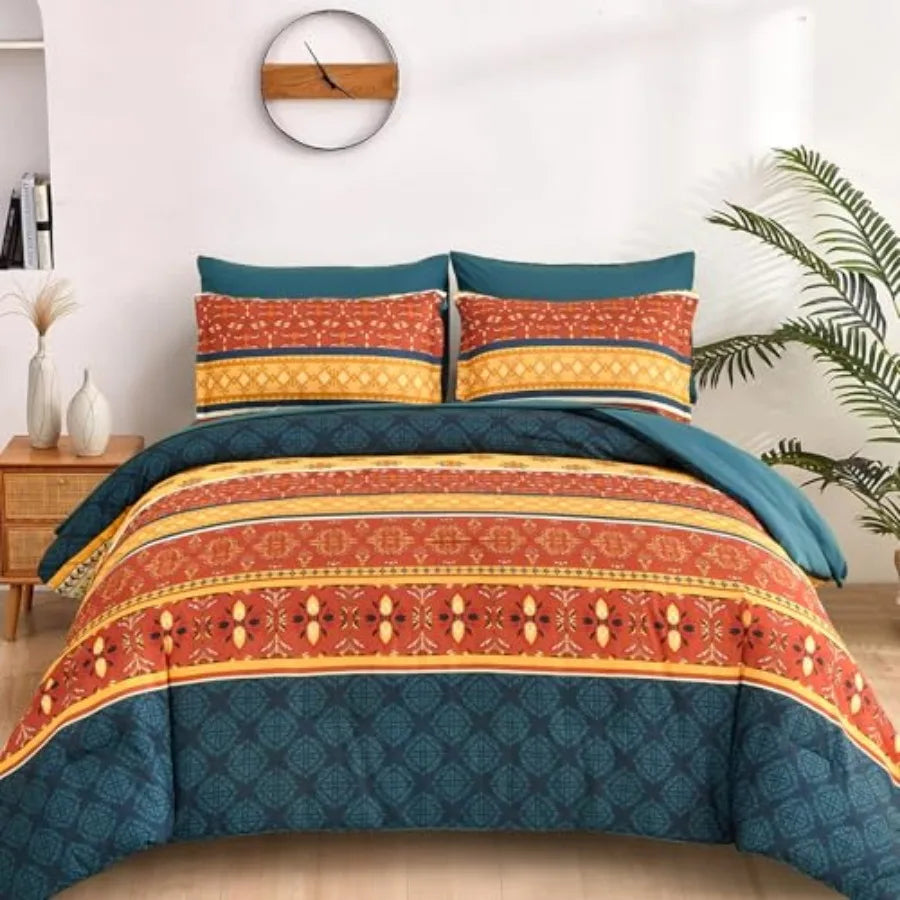 Boho King Comforter Set – 7 Piece Luxury Microfiber Bedding Ensemble
