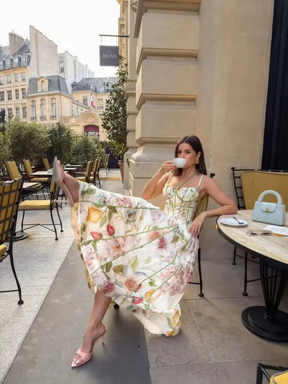 Elegant Printed Women's Summer Dress Sleeveless Halter Waist-closed A-line Lady Dresses Spring Fashion Female Vacation Robe 2026