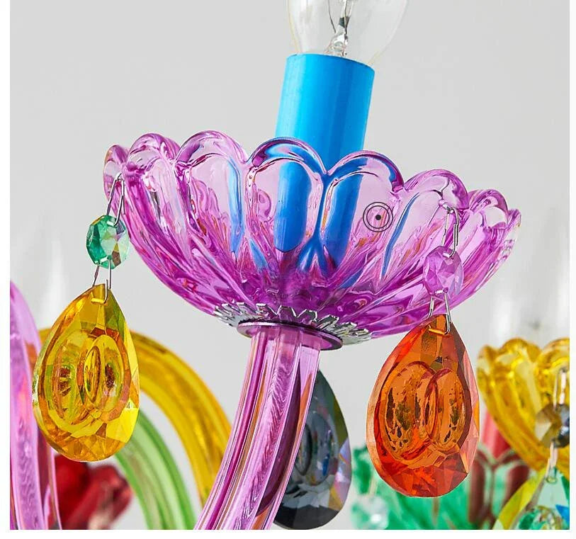 Colorful Pendant Lamp - Elegant 100% K9 Crystal, Bohemian Design with Vibrant Shades