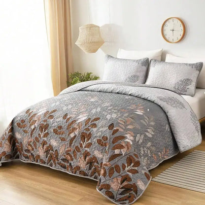 3-Piece Queen Floral Quilt Set, Lightweight Reversible Farmhouse Coverlet with 2 Pillow Shams