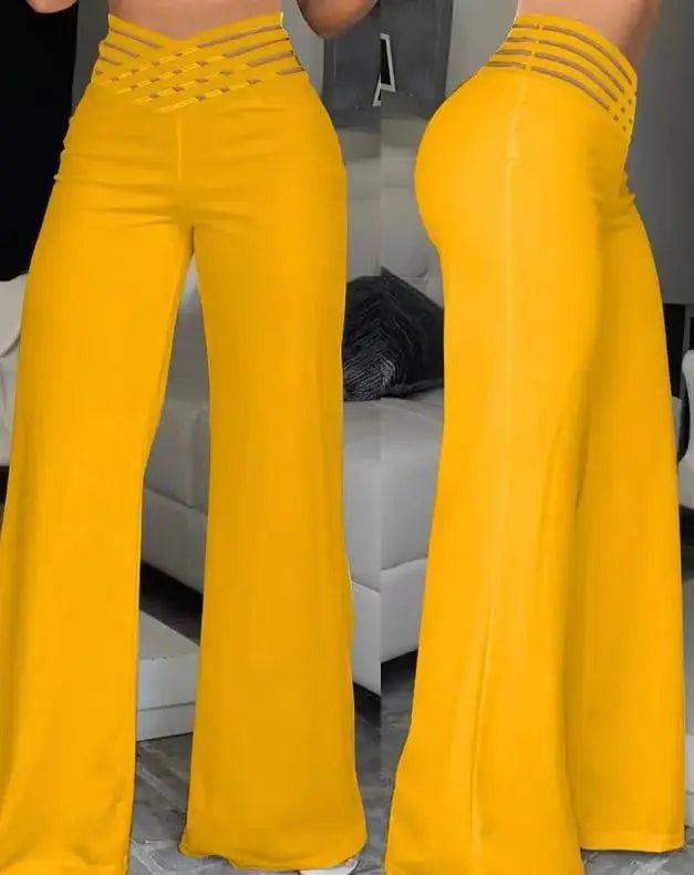 2025 Summer Women Flared Pants High Waist Casual Slimming Wide Leg Pants Elegant Office Solid Long Trousers 2025 Female Clothing