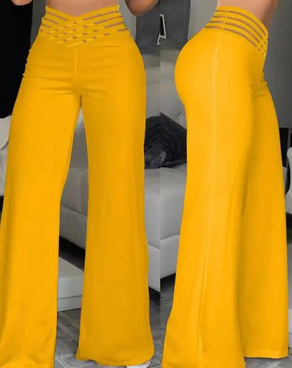 2025 Summer Women Flared Pants High Waist Casual Slimming Wide Leg Pants Elegant Office Solid Long Trousers 2025 Female Clothing