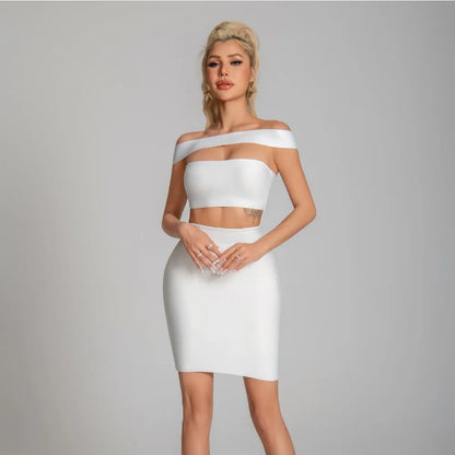Sexy Hollow out Solid Mini Dress Off The Shoulder Slash Neck Sleeveless Bodycon Short Dresses Celebrity Evening Party Gowns