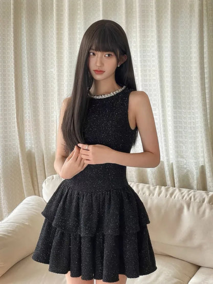 2024 New Summer French Luxury Evening Dresses For Women's Summer Small Fragrant Tweed Dress Hotsweet Sexy Dress Robes Vestidos
