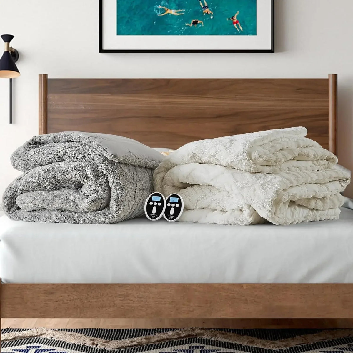 Queen 90x90 Heated Comforter with Dual-Zone Wireless Control, 6 Heat Levels & LCD Timer