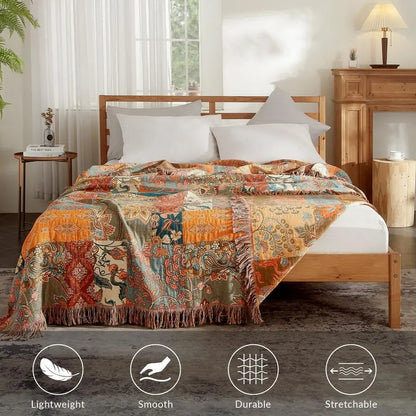Reversible Throw Blanket 60" x 80" - Ultra Soft Floral Patchwork, All-Season Comfort