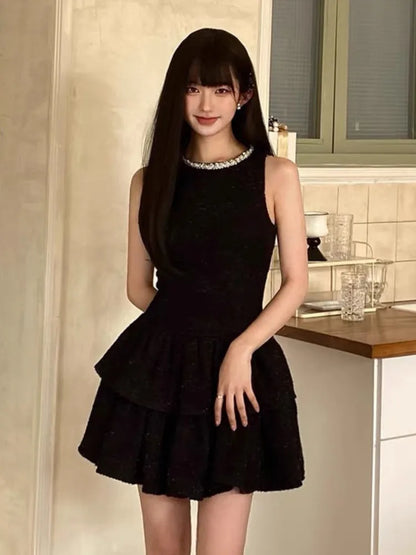 2024 New Summer French Luxury Evening Dresses For Women's Summer Small Fragrant Tweed Dress Hotsweet Sexy Dress Robes Vestidos