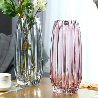 Glass Flower Vase Set - 3 Colors: Smoke Grey, Wine Red, Sky Blue - Northern European Design