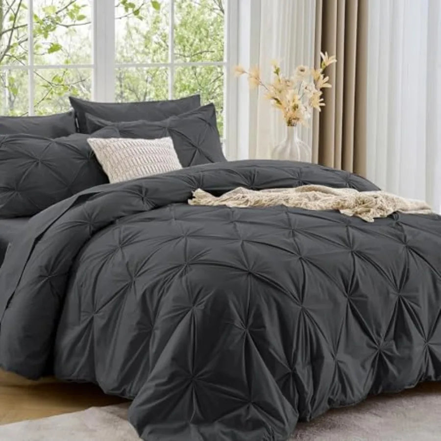 Elegant Pintuck Queen Comforter Set – 7-Piece