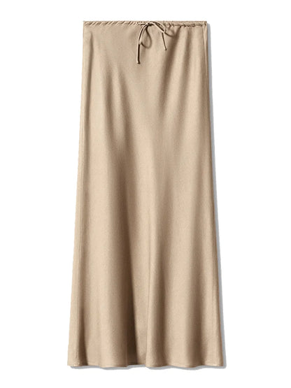 Long Satin Skirts Women Dark Green Luxury Spring Summer Maxi Straight Black Skirt Long Shining Satin Skirt Maxi Brown Ladies