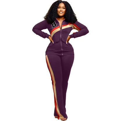Tracksuit Women Pants Set Two Piece Set Autumn Winter Zipper Jacket Tops Suits Jogging Vintage Patchwork Outfits Y2k Streetwear