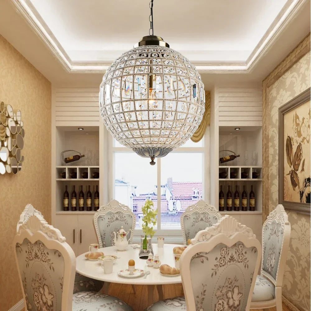 Vintage Crystal Chandelier - Luxurious Retro Orb Design with Exquisite Glass Crystals