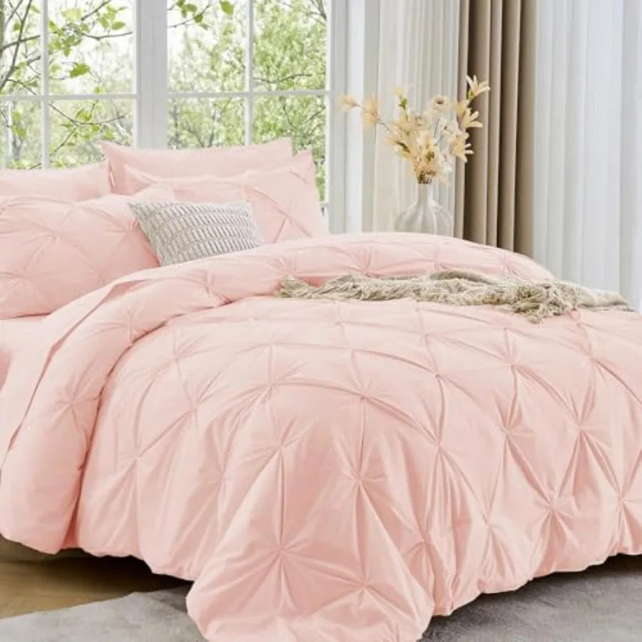 Elegant Pintuck Queen Comforter Set – 7-Piece