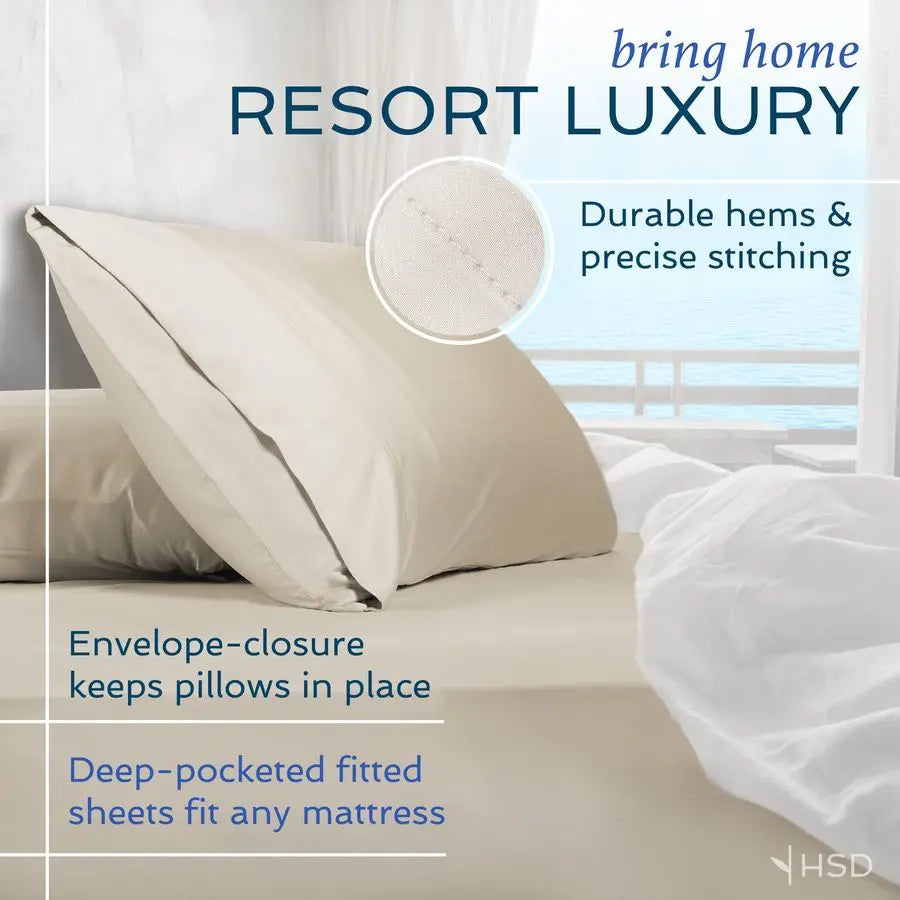 Luxury 4-Piece Queen Sheet Set - 100% Organic Bamboo Viscose, Soft & Cooling Fabric
