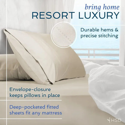 Luxury 4-Piece Queen Sheet Set - 100% Organic Bamboo Viscose, Soft & Cooling Fabric