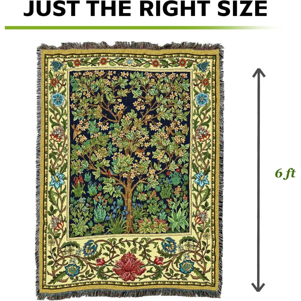 Tree of Life Woven Cotton Throw Blanket, 72" x 54"