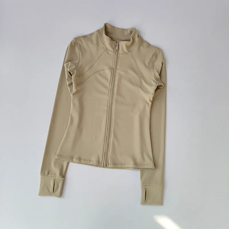 Zippered Sports Jacket for Women Yoga Suits Slim Fit Training for Jogging Long-sleeved Quick-drying Cardigan Jacket Top