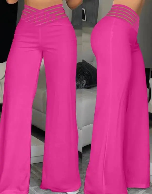 2025 Summer Women Flared Pants High Waist Casual Slimming Wide Leg Pants Elegant Office Solid Long Trousers 2025 Female Clothing