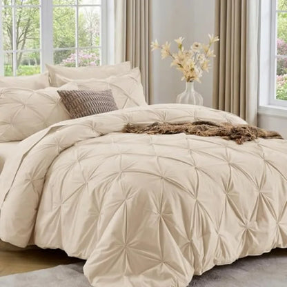 Elegant Pintuck Queen Comforter Set – 7-Piece