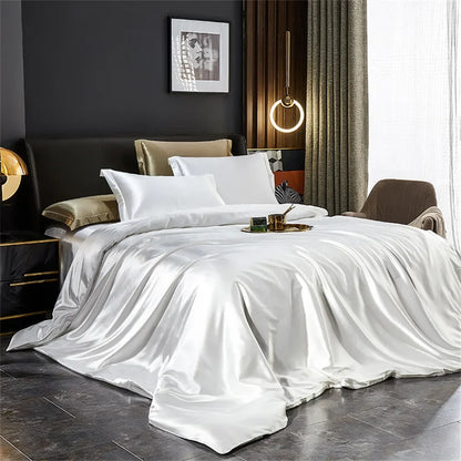 Luxury Duvet Bedding Set in Mulberry Satin – Soft, Breathable, Multiple Sizes & Colors