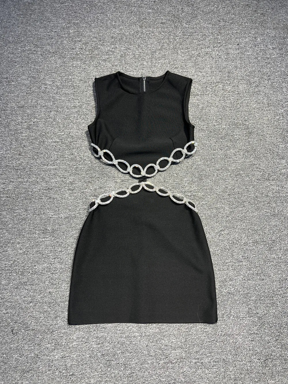 2025 Women Celebrity Sexy Sleeveless Hollow Out Diamonds White Midi Bodycon Dress Elegant Evening Club Party Outfit