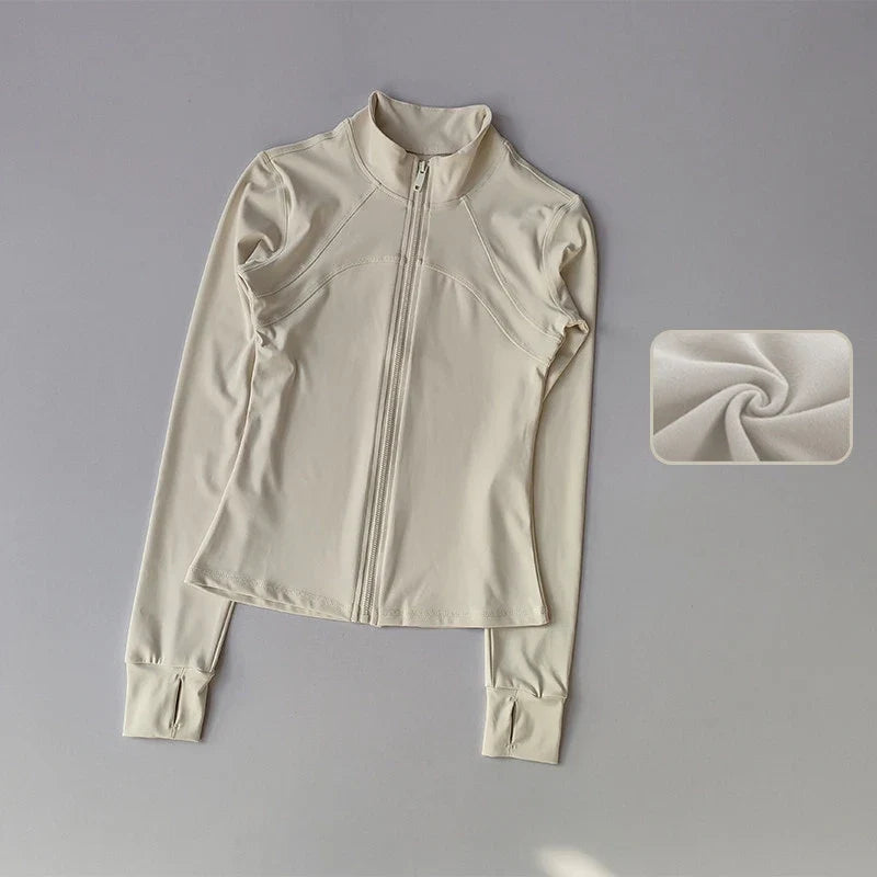 Zippered Sports Jacket for Women Yoga Suits Slim Fit Training for Jogging Long-sleeved Quick-drying Cardigan Jacket Top