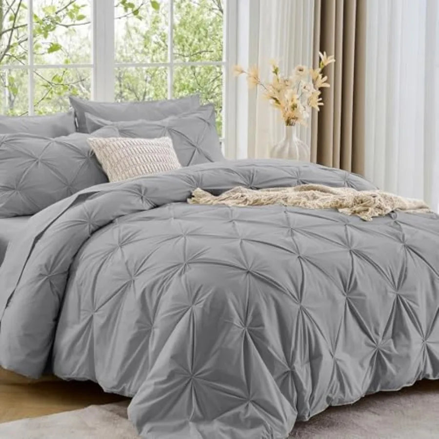 Elegant Pintuck Queen Comforter Set – 7-Piece