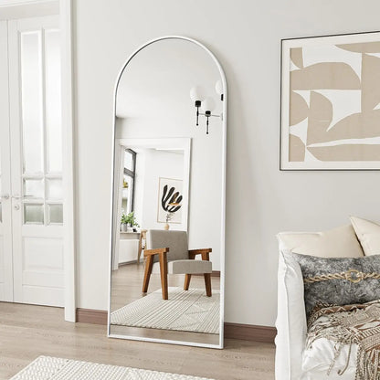 Elegant Arched-Top Full Length Freestanding Mirror - Copper-Free Silver, 56"L x 20"W, 3 Colors