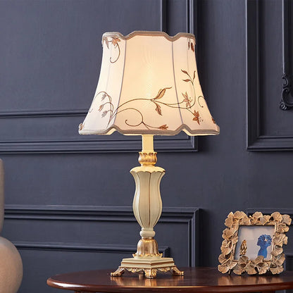 Traditional Elegant Fabric Shade Desk Lamp with Floral Design - 54cm High, Multiple Color Options