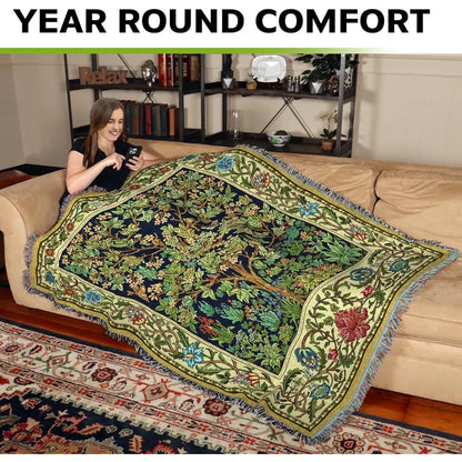 Tree of Life Woven Cotton Throw Blanket, 72" x 54"