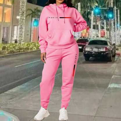 New Women's Sets Hoodie and Pants PARIS Letter Print High Quality Sports Suit Spring Autumn Aesthetic Activewear Women Clothing