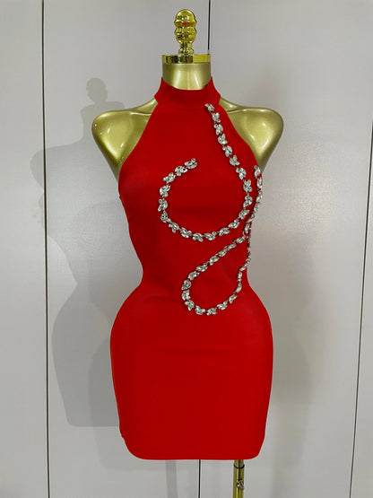 2025 New Arrived Shinning Crystal Sexy Off the Shoulder Bodycon Bandage Mini Dress Women Nightclub Party Celebrate Birthday Wear