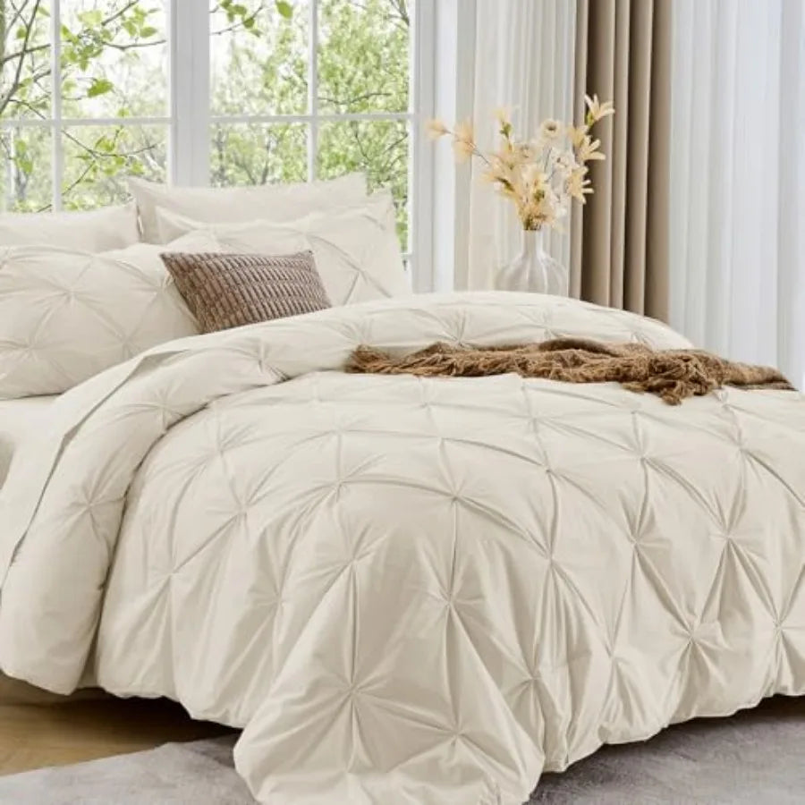 Elegant Pintuck Queen Comforter Set – 7-Piece