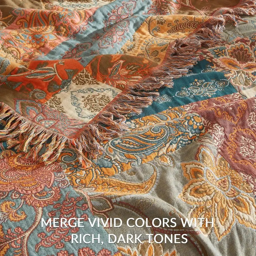 Reversible Throw Blanket 60" x 80" - Ultra Soft Floral Patchwork, All-Season Comfort