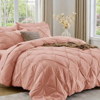 Elegant Pintuck Queen Comforter Set – 7-Piece