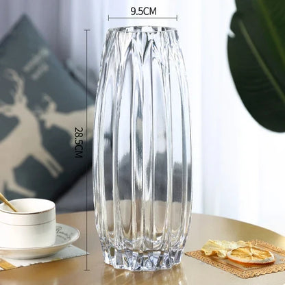 Glass Flower Vase Set - 3 Colors: Smoke Grey, Wine Red, Sky Blue - Northern European Design