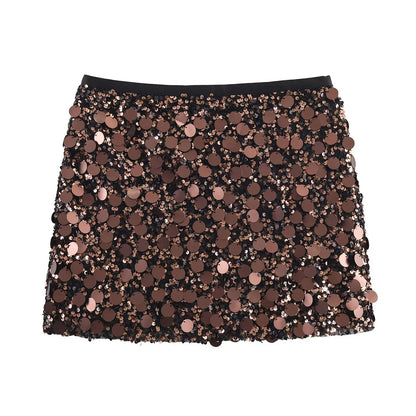 KONDALA Sexy Party Sequined Mini Skirts Women's Hip Wrap Sequin Mini Skirts 2026 Spring Summer Fashion Dinner Date Ladies Skirts